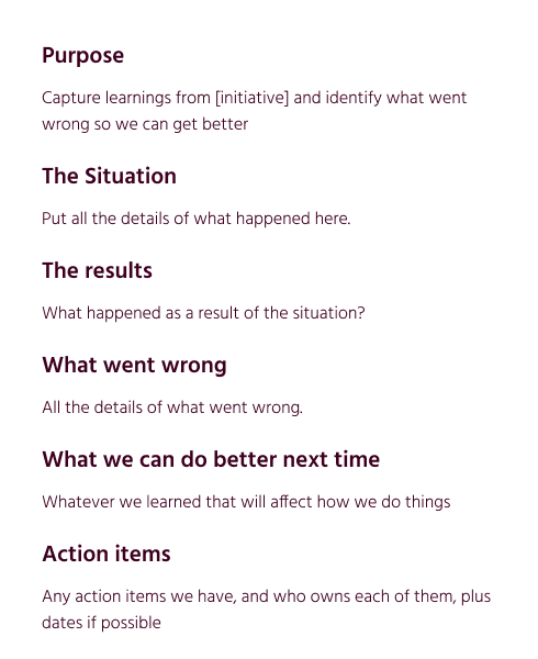 Project Review Post Mortem Agenda Template Word Google Doc